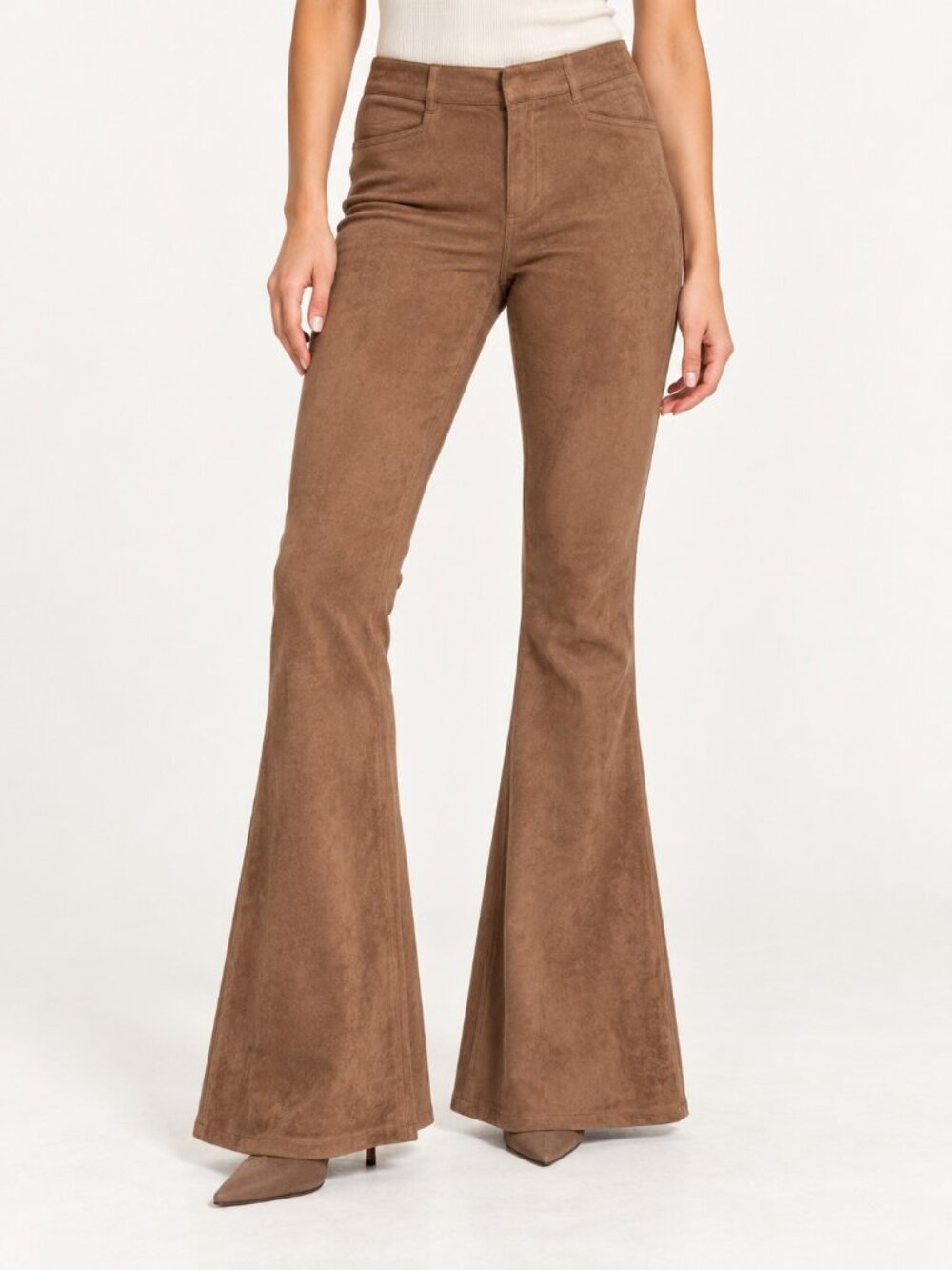Blank NYC Pants Tan Faux Suede Flare Size 29 Women's